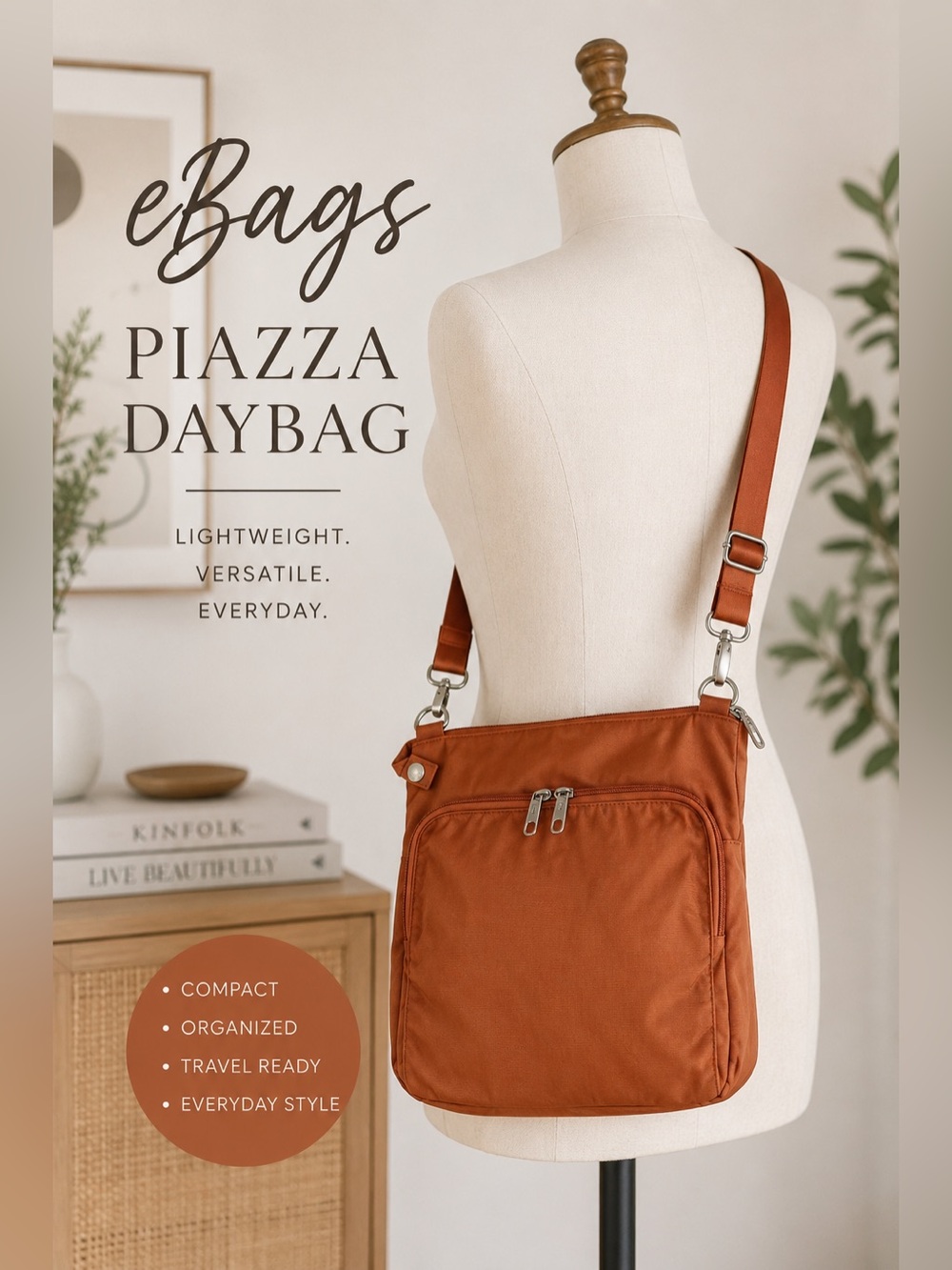 eBags Piazza Daybag - Rust Orange Crossbody With RIFD